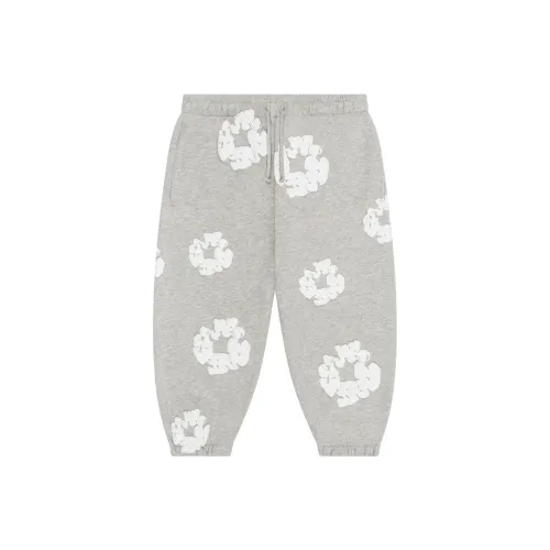 Детские джинсовые рваные совместные вязаные тренировочные штаны серого цвета