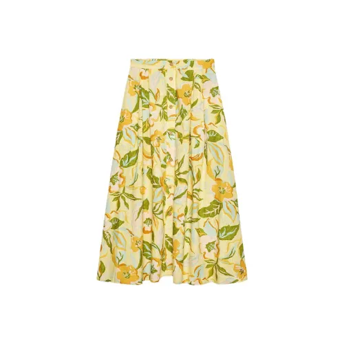 ZARA Желтые Женские Повседневные Длинные Юбки