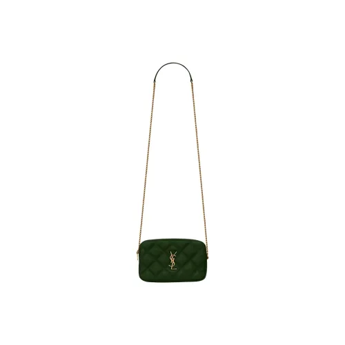 SAINT LAURENT Lambskin Clutch Portable Crossbody Bag Shoulder Bag Women's Dark Green SAINT LAURENT Клатч из овечьей кожи переносная сумка через плечо женская темно-зеленая