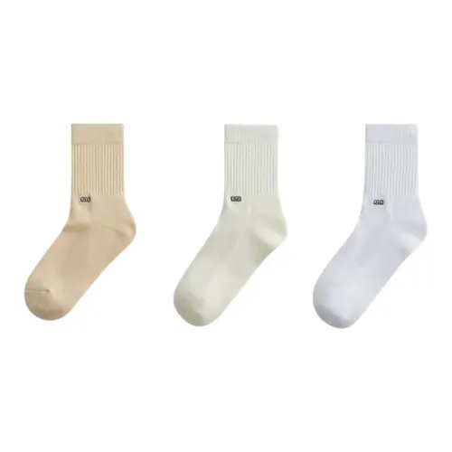 KITH 3 пачки Белый + Кремовый Белый + Бежевый Мужской MID Носки до икра