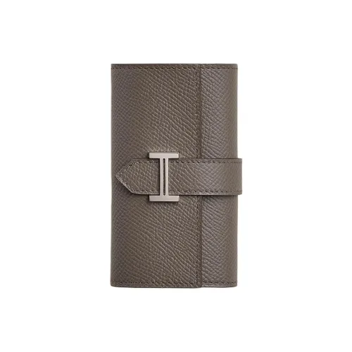 HERMES Bearn Эпсомская кожа Key Pouch Женские 8F Gris Étain Оловянно-серый
