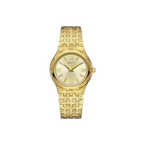 JOKER CAT Vintage Collection Кварцевый механизм Металлический ремешок Часы Женские часы Золотистый циферблат