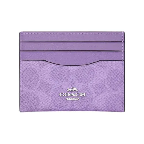 COACH Покрытый холст Картхолдер Маленький Женская серебряная и радужная цвет