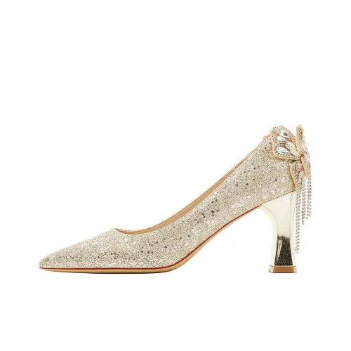 Чили Грубый каблук Высокие каблуки Женские Шампанское