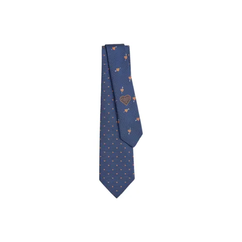 HERMES Twill Silk Ties Men's Blue