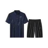 Комплект одежды (Темно-синяя рубашка с коротким рукавом + черные шорты)
