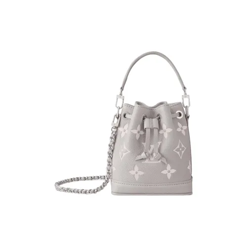 LOUIS VUITTON NOE Тисненая крупнозернистая текстура коровьей кожи ведрообразная сумка одно плечо женская серый