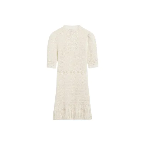 CELINE Короткое платье с короткими рукавами женское бежевый