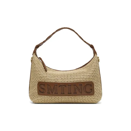 Simedin Сумка на одно плечо из крупнозернистой текстуры кожа коровы текстиль женский хаки глубокий черный