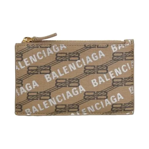 Balenciaga BB MONOGRAM Подпись Покрытый холст Кошелек Большой Мужской Бежевый