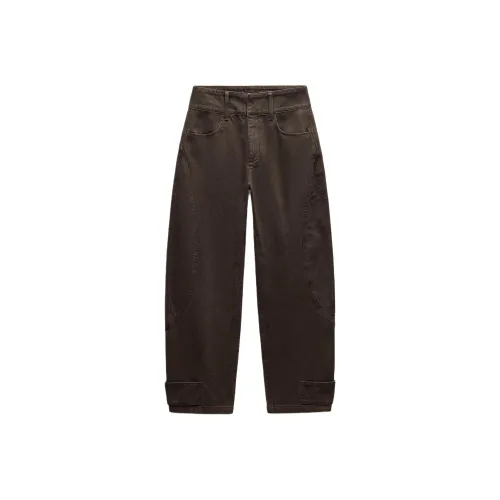 ZARA ZW Series Коричневые Женские Повседневные Брюки