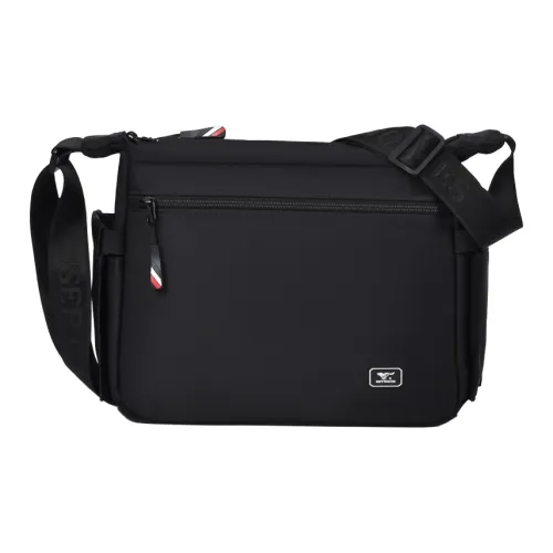 SEPTWOLVES Ткань Сумка через плечо Сумка на плечо Стандартная Мужская Черная
