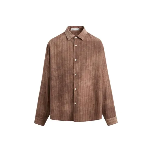 ZARA Земляной тон Мужские рубашки