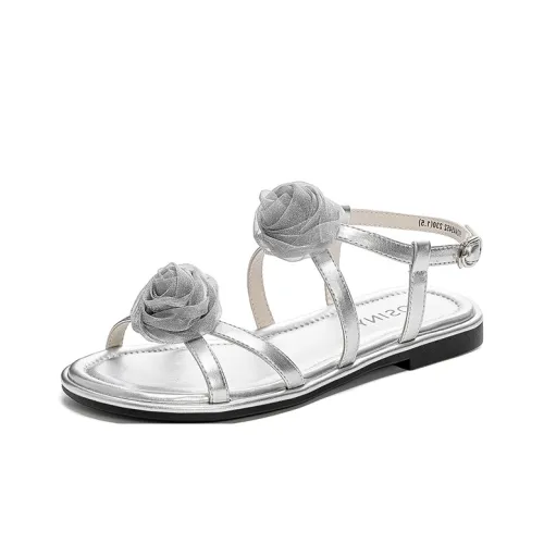 JOSINY Лето Верхняя одежда One Ремень Сандалии Высота каблука 1,7 см Женские Серебристые