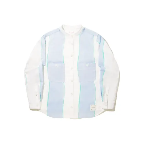 LINING Шампанское Белый/Пыльно-Серый Синие Полосы С принтом по всей рубашке Мужская рубашка