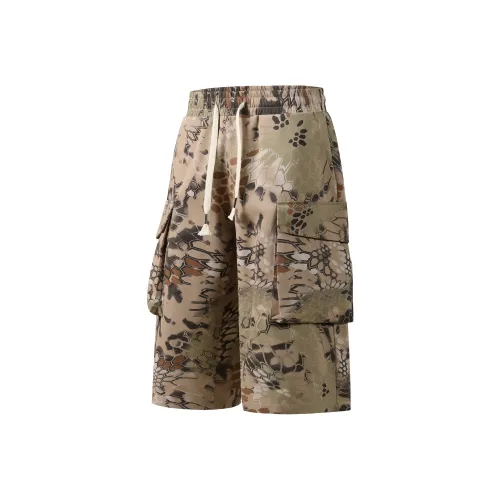 33TH Камуфляж Змеиный принт Желтый Унисекс Повседневные шорты