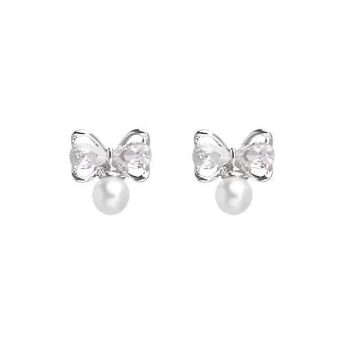 Drejew Alloy Rhinestone Pearl Stud Earrings Women's