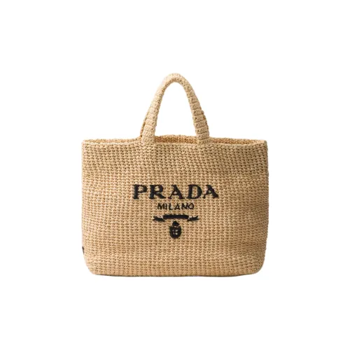 PRADA Ткань Тоут Сумка Сумка для покупок Сумка Обычная Женская Бежевая