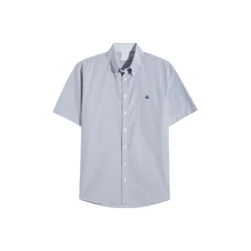 BROOKS BROTHERS Синий Серый Мужская Рубашка