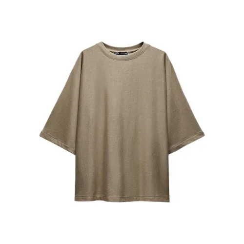 ZARA Желто-коричневые Женские Т-рубашки