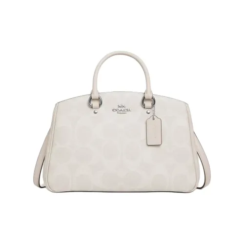 COACH Покрытый холст Сумка через плечо Сумка Большая Женская Белая