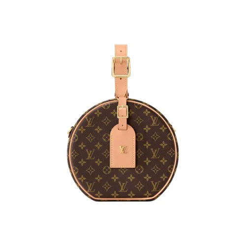 LOUIS VUITTON Petite Boite Chapeau Покрытие Холст Кожа Одно Плечо Сумка Средний Женский Коричневый