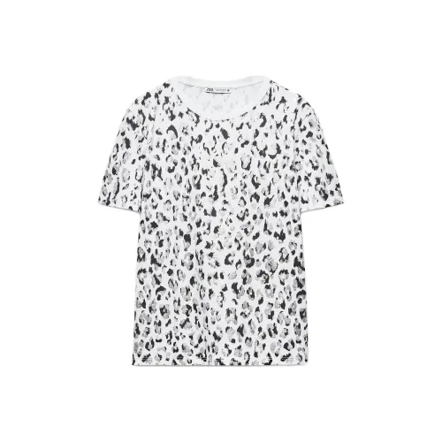 ZARA Леопардовый принт Женские футболки