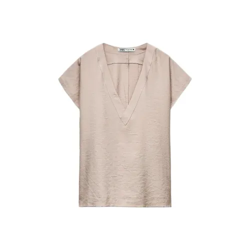 ZARA ZW Series Песочные Женские Т-рубашки
