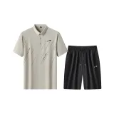 Комплект одежды (Хаки короткая рубашка с коротким рукавом + черные шорты)