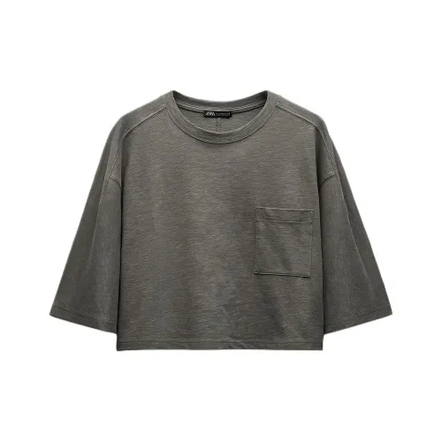 ZARA Т-рубашка с оборванным рукавом женская