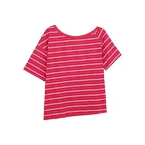 UNSPECIFIED Свободный крой Винтаж Полосы Off Плечо Короткий рукав Женские