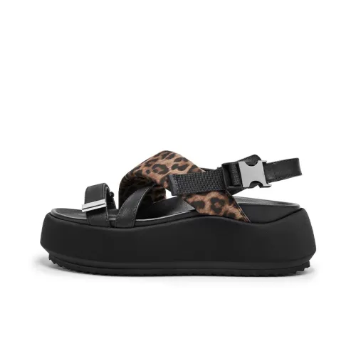 CHERYKALLY One Ремешок Сандалии Женские Леопардовый принт Кофейный