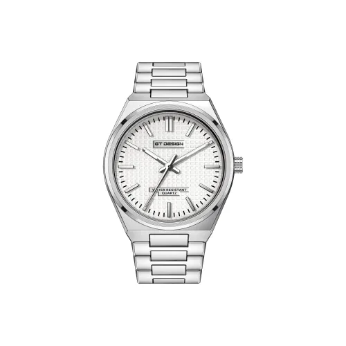 GT DESIGN Клетка Кварцевый Механизм Нержавеющая Сталь Ремешок Часы Мужские Белый Циферблат