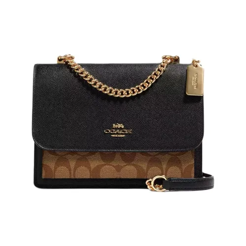 COACH Klare Холст и Кожа Сумка через плечо Маленькая Женская Черная Коричневая