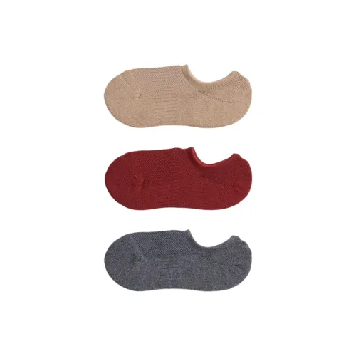 UNIQLO 3 шт Темно-бежевый + Красный + Серый Женские носки No Show