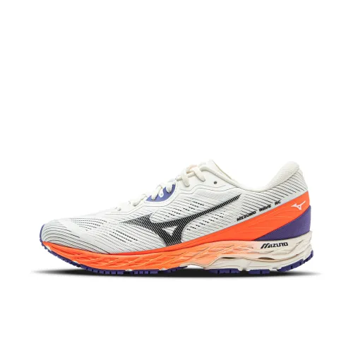Mizuno Wave Беговые кроссовки Низкий топ Экрю/Неоново-оранжевый/Фиолетовый Унисекс
