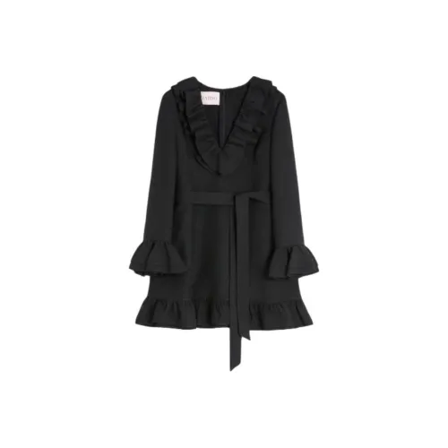 Valentino Длинное платье с длинными рукавами женское черное