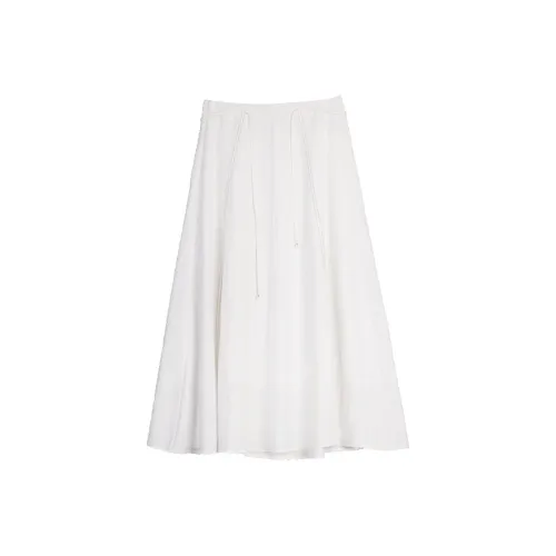 ELLE Экрю Женские Повседневные Длинные Юбки