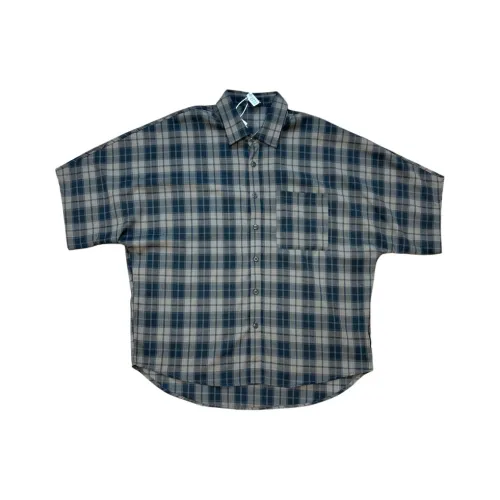 Seven Лето Драпированная рубашка свободного кроя унисекс OVERSIZE с короткими рукавами в клетку топ