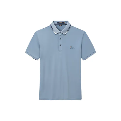 Ancient Shark Летний Синий Рубашка Polo с морским соленым дизайном Мужская