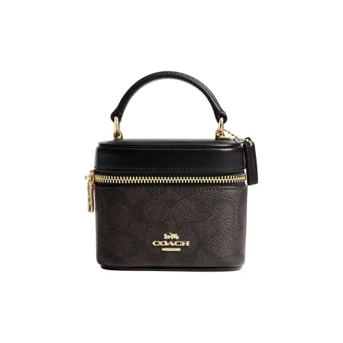 COACH AvaCrossbody Сумка из коровьей кожи Сумка через плечо Сумка-коробка Маленькая женская Темно-коричневый и Черный