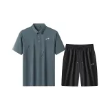 Комплект одежды [Темно-серая рубашка с коротким рукавом + черные шорты]