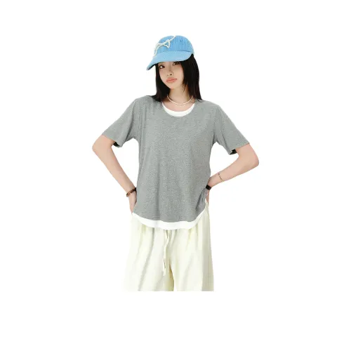 FANKUIEN Серая пряжа Женские футболки