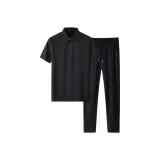 Черная футболка + черные тренировочные штаны (набор одежды)