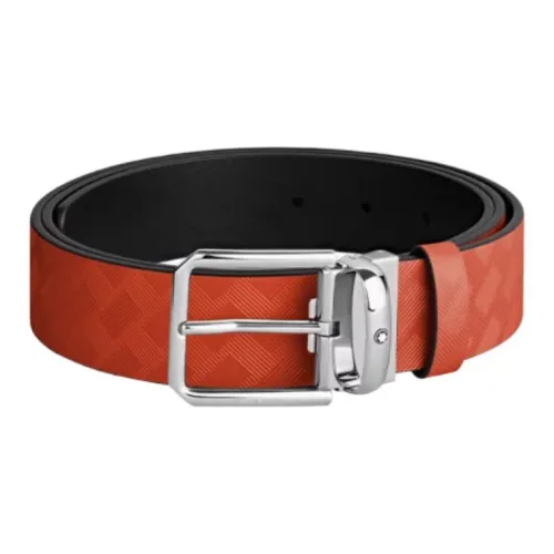 MONTBLANC Ремни из коровьей кожи Унисекс Классический черный Золотисто-оранжевый Красный 3,5CM