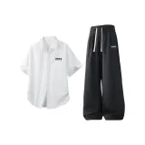 Комплект одежды [Белый топ + Черные штаны]