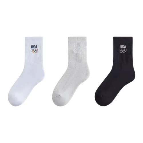 KITH Collaboration 3 Pack Черный+Белый+Серый Мужские носки MID до икры