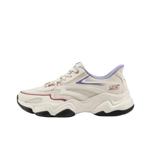 Skechers Sportlife Амортизация Дышащий Легкий Низкий Топ Кроссовки для тренировок Женские Бежевый Белый Фиолетовый
