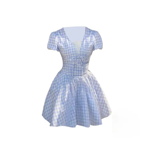 EMDPN Кружево Up V Шея Короткий рукав Платье Женское