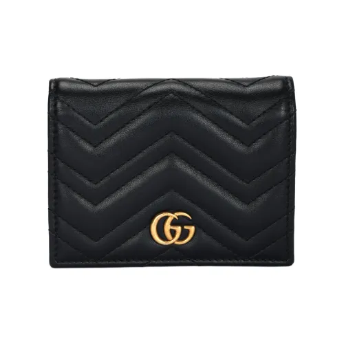 GUCCI GG Marmont Quilted Кожа Кошелек Карман для монет Держатель для карт Женский Черный